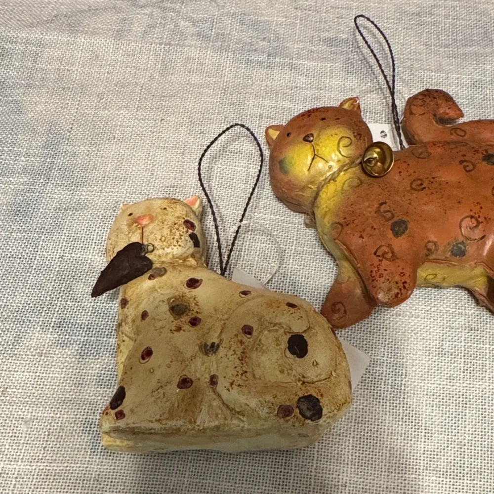 Handcrafted Animal Ornaments Set - Brown and Cream set‎ of 4